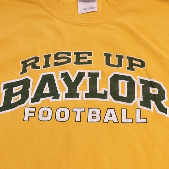 Gildan Baylor Casual Long Sleeve Graphic T-Shirt Mens Size S Yellow White - Picture 4 of 8